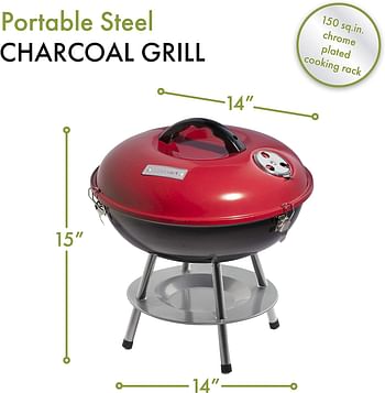 Cuisinart Portable Charcoal Grill 14-Inch CCG190RB - Red