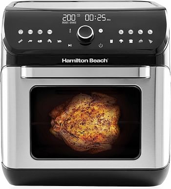 Hamilton Beach 12L Digital Air Fryer Oven, 16 cooking modes and 7 accessories to airfry, bake, roast, rotisserie grill, toast, dehydrate, defrost, reheat, keep warm, AF1212-ME