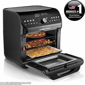 Hamilton Beach 12L Digital Air Fryer Oven, 16 cooking modes and 7 accessories to airfry, bake, roast, rotisserie grill, toast, dehydrate, defrost, reheat, keep warm, AF1212-ME