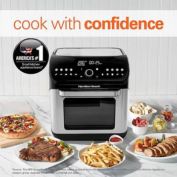 Hamilton Beach 12L Digital Air Fryer Oven, 16 cooking modes and 7 accessories to airfry, bake, roast, rotisserie grill, toast, dehydrate, defrost, reheat, keep warm, AF1212-ME