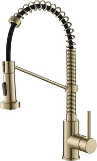 Kraus Kpf-1610Bg Bolden 18-Inch Commercial Kitchen Faucet With Dual Function Pull-Down Sprayhead In All-Brite Finish, 18 Inches, Brushed Gold