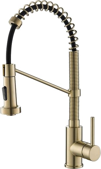 Kraus Kpf-1610Bg Bolden 18-Inch Commercial Kitchen Faucet With Dual Function Pull-Down Sprayhead In All-Brite Finish, 18 Inches, Brushed Gold