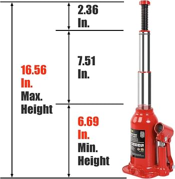 Big Red 4 Ton (8,000 LBs) Torin Double Ram Welded Bottle Jack for Car Auto Repair and House Lift, ATH80402XR