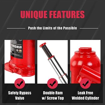 Big Red 4 Ton (8,000 LBs) Torin Double Ram Welded Bottle Jack for Car Auto Repair and House Lift, ATH80402XR