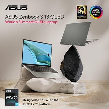 ASUS Zenbook OLED S13 UX5304VA-OLEDI7T Basalt Grey Slim Laptop, i7-1355U 16GB LPDDR5 1TB PCIE 4.0 Performance, WIN11 HOME, 13.3-inch, 2.8K 16:10, FHD Webcam, Backlit-Eng-Arb-KB