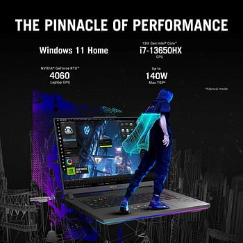 ASUS ROG Strix G16 G614JV-N4071W Eclipse Gray Gaming Laptop, i7-13650HX 16GB 1TB PCIE 4.0 SSD, NV RTX4060, 8GB VRAM, WIN11 HOME, 16-inch QHD (2560 x 1600) 240Hz, HD Webcam, Backlit-RGB-Eng-Arb-KB