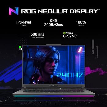 ASUS ROG Strix G16 G614JV-N4071W Eclipse Gray Gaming Laptop, i7-13650HX 16GB 1TB PCIE 4.0 SSD, NV RTX4060, 8GB VRAM, WIN11 HOME, 16-inch QHD (2560 x 1600) 240Hz, HD Webcam, Backlit-RGB-Eng-Arb-KB