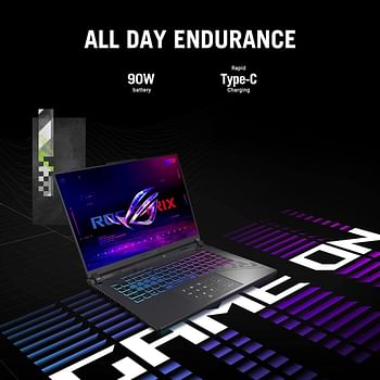 ASUS ROG Strix G16 G614JV-N4071W Eclipse Gray Gaming Laptop, i7-13650HX 16GB 1TB PCIE 4.0 SSD, NV RTX4060, 8GB VRAM, WIN11 HOME, 16-inch QHD (2560 x 1600) 240Hz, HD Webcam, Backlit-RGB-Eng-Arb-KB