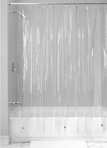 Vinyl Plastic Long Shower Curtain Liner. Plastic Shower Curtain For Use Alone Or With Fabric Curtain, 108 X 72 Inches, Clear / Extra Wide