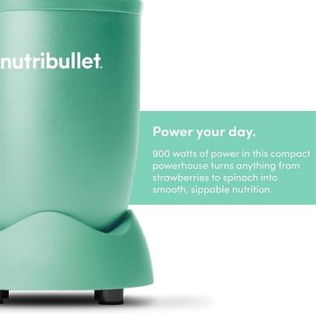 NutriBullet 900 Watts, 9 Piece Set, Multi-Function High Speed Blender, Mixer System with Nutrient Extractor, Smoothie Maker, All Mint Green , NB-201 ,