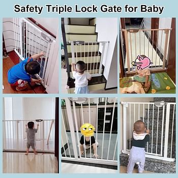 SKY-TOUCH Auto Close Safety Baby Gate, Extra Wide Child Gate with 30 cm Extension Kit Maximum Suitable For 114 cm, Baby Gates for Stairs & Doorways, Easy Install (Safety Railing + 30cm Extension Kit)