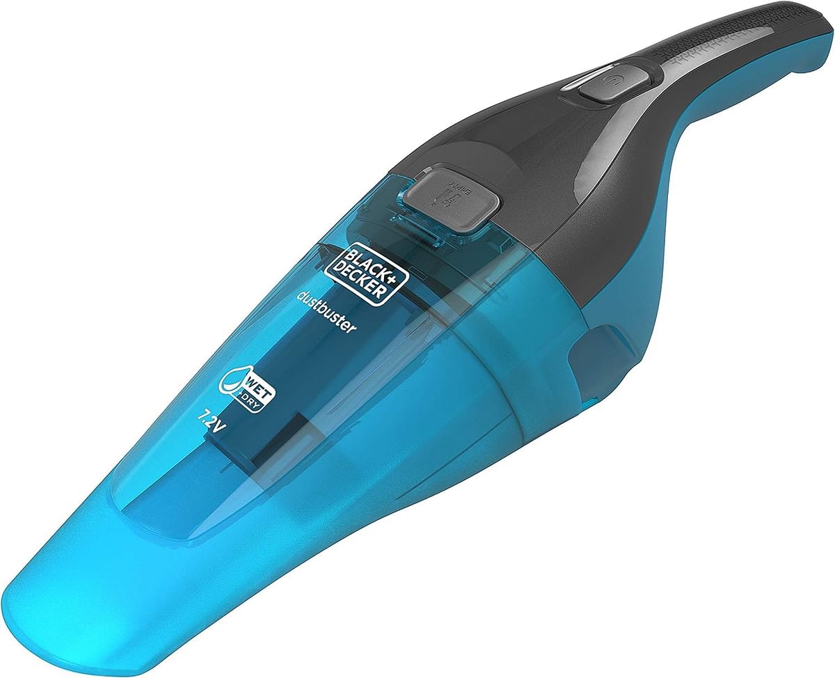 Black+Decker Cordless Dustbuster Handheld Wet & Dry Vacuum Cleaner 7.2 V 1.5 Ah Li-Ion Battery With Charger Base 385 Ml 14 Air Watts Suction Power Wdc215Wa-B5 - Blue