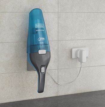 Black+Decker Cordless Dustbuster Handheld Wet & Dry Vacuum Cleaner 7.2 V 1.5 Ah Li-Ion Battery With Charger Base 385 Ml 14 Air Watts Suction Power Wdc215Wa-B5 - Blue