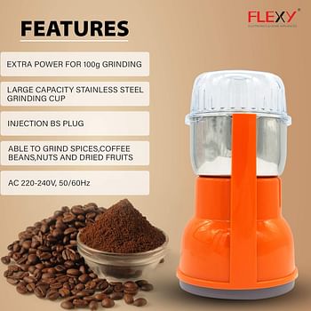 FLEXY® Germany 200W Stainless Steel Bowl Multi-Purpose Coffee Grinder Spices Grinder Orange