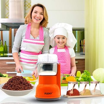 FLEXY® Germany 200W Stainless Steel Bowl Multi-Purpose Coffee Grinder Spices Grinder Orange