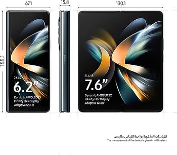 Samsung Galaxy Z Fold4 Dual SIM 5G Mobile Phone Android Folding Smartphone 512GB, Grey / Green (KSA Release)