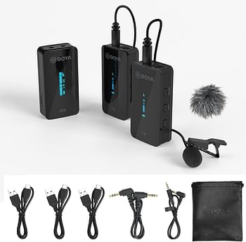 Boya By-Xm6 S2 2.4Ghz Wireless Microphone System Afh Signal 3.5Mm Trs Jack Built-In Microphone With Oled Display