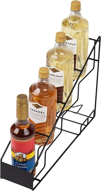 Mind Reader STEPSYR3-CLR Clear Syrup Bottle Holder, Acrylic 3 Compartment Bottle Organizer, Storage for Syrup, Wine, Dressing - 3 Capacity, Clear One Size IRSYR4-BLK