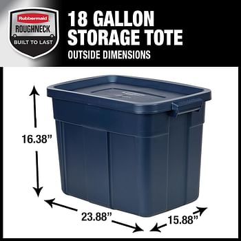 Rubbermaid Roughneck️ 18 Gallon Storage Totes, Pack Of 6, Durable Stackable Storage Containers With Lids, Plastic Storage Bins For Heavy Tools, Sporting Equipment, Blankets, Dark Indigo Metallic