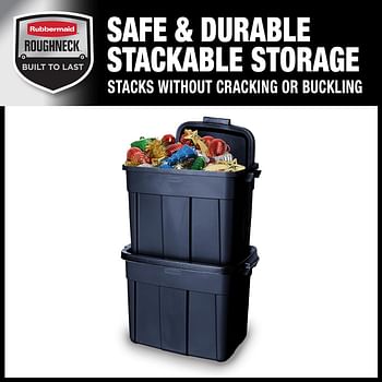 Rubbermaid Roughneck️ 18 Gallon Storage Totes, Pack Of 6, Durable Stackable Storage Containers With Lids, Plastic Storage Bins For Heavy Tools, Sporting Equipment, Blankets, Dark Indigo Metallic