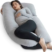 Pregnancy Pillow U-Shape Full Body Maternity Pillow - Support Detachable Extension - Jersey Knit Cotton - The product takes at least 48 hours to expand