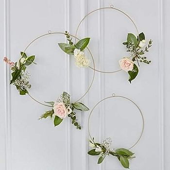 Ginger Ray Wedding Floral Hoop 3-Pieces Pack, Gold