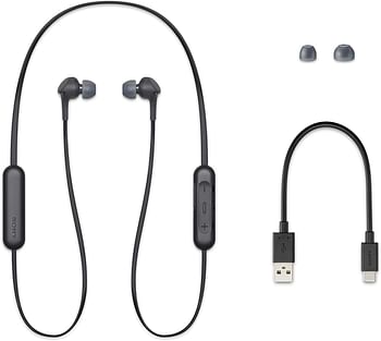 Sony WI-XB400 Wireless Extra Bass in-Ear Headphones with 15 Hours Battery Life, Quick Charge, Magnetic Earbuds, Tangle Free Cord, Bluetooth Ver 5.0, Headset with Mic for Phone Calls – Black