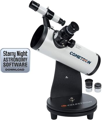 Celestron 76mm Cometron Firstscope Compact And Portable Tabletop Dobsonian Telescope Ideal Telescope For Beginners Includes 5X24 Finderscope Bonus Astronomy Software Package