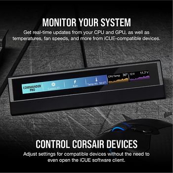 Corsair Icue NexUS Companion 5” Diagonal Screen 6 Programmable Virtual Buttons Live System Readouts Connect To Keyboard Or Standalone Base Black, Ch-9910010-Na