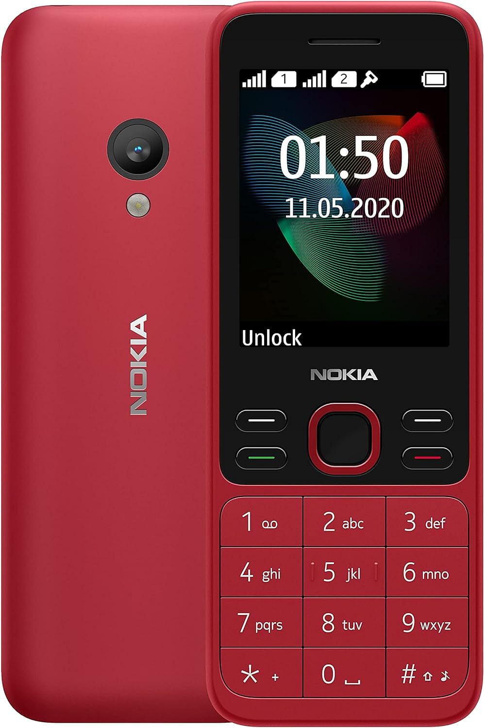 Nokia 150 (2020) Feature Phone, Dual SIM, 2.4" Display, Camera, FM Radio, MP3 Player, expandable MicroSD up to 32GB - Red - one Size