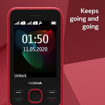 Nokia 150 (2020) Feature Phone, Dual SIM, 2.4" Display, Camera, FM Radio, MP3 Player, expandable MicroSD up to 32GB - Red - one Size