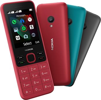 Nokia 150 (2020) Feature Phone, Dual SIM, 2.4" Display, Camera, FM Radio, MP3 Player, expandable MicroSD up to 32GB - Red - one Size