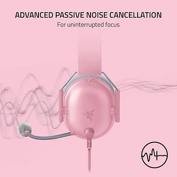 Razer BlackShark V2 X Gaming Headset - 7.1 Surround Sound 50mm Drivers Memory Foam Ear Cushions - for PC, PS4, PS5, Switch, Xbox One, Xbox Series X|S, Mobile, 3.5mm Audio Jack - Quartz Pink