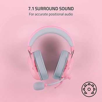 Razer BlackShark V2 X Gaming Headset - 7.1 Surround Sound 50mm Drivers Memory Foam Ear Cushions - for PC, PS4, PS5, Switch, Xbox One, Xbox Series X|S, Mobile, 3.5mm Audio Jack - Quartz Pink