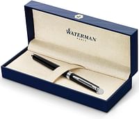 Waterman Hémisphère Rollerball Pen, Gloss Black with Chrome Trim, Fine Point with Black Ink Cartridge, Gift Box Black