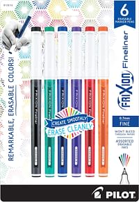 PILOT Pen 12414 FriXion Fineliner Erasable Marker Pens, Fine Point, Assorted Classic Color Inks, 6-Pack