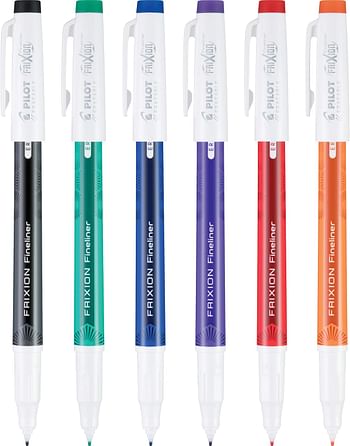 PILOT Pen 12414 FriXion Fineliner Erasable Marker Pens, Fine Point, Assorted Classic Color Inks, 6-Pack