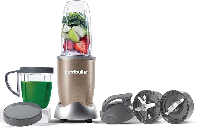 Nutribullet 900 Watts, 7pc Accessories, Multi-Function High Speed Blender, Mixer System With Nutrient Extractor, Smoothie Maker, Copper Gold, NB9-1012,