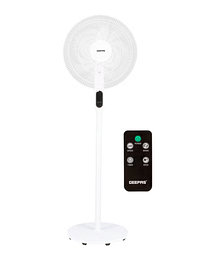 GEEPAS Smart Stand Fan WI-FI and Bluetooth Oscillation 9 Hour Timer 5 Blade Design 3 Speed Control Full Copper Motor 0.0 L 50.0 W GF21159 White/Black