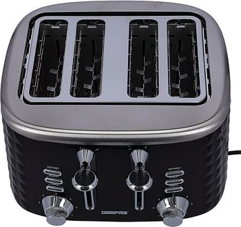 Geepas-Geepas 4 Slice Bread Toaster - Adjustable 7 Browning Control with Removable Crumb Collection Tray, Self-Centering| Perfect Sandwiches, Toast & More