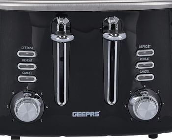 Geepas-Geepas 4 Slice Bread Toaster - Adjustable 7 Browning Control with Removable Crumb Collection Tray, Self-Centering| Perfect Sandwiches, Toast & More