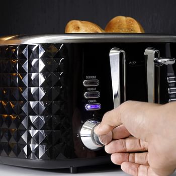 Geepas-Geepas 4 Slice Bread Toaster - Adjustable 7 Browning Control with Removable Crumb Collection Tray, Self-Centering| Perfect Sandwiches, Toast & More