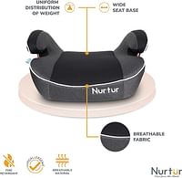 Nurtur Enzo Kids Booster Seat – Arm Rest - ISOFIX Fitting –  Universally Fit – Wide Cushioned Base - Suitable from 4 years to 12 years (Group 2/3), Black And Dark Grey (Official Nurtur Product)