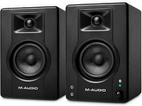 M Audio Bx3 Bt 3.5 Inch Bluetooth Multimedia Monitors Pair 120W Powered Monitor With 3.5'' Kevlar Lf Driver, 1'' Silk Dome Hf And Pair, Black, RCA