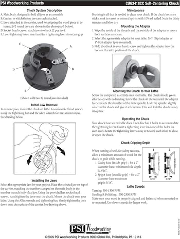 Psi Woodworking Cug3418Cc Utility Grip 4-Jaw Lathe Chuck System