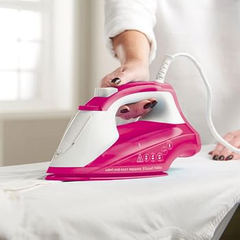 Russell Hobbs Light and Easy Bright Steam Iron - Colorful Design with 2x More Durable Soleplate, 115 Gram Steam Shot and 35 Gram Continuous Steam - 26480 (Mulberry)