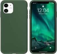 IceSword iPhone 11 Case Dark Green, Thin Liquid Silicone Case, Soft Silk Microfiber Cloth, Matte Pure Dark Green, Gel Rubber Full Body, Cool Protective Shockproof Cover 6.1" - Dark Green