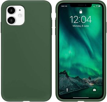 IceSword iPhone 11 Case Dark Green, Thin Liquid Silicone Case, Soft Silk Microfiber Cloth, Matte Pure Dark Green, Gel Rubber Full Body, Cool Protective Shockproof Cover 6.1" - Dark Green