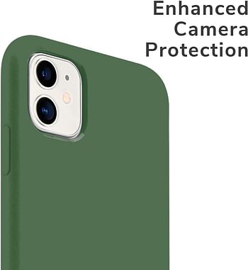 IceSword iPhone 11 Case Dark Green, Thin Liquid Silicone Case, Soft Silk Microfiber Cloth, Matte Pure Dark Green, Gel Rubber Full Body, Cool Protective Shockproof Cover 6.1" - Dark Green