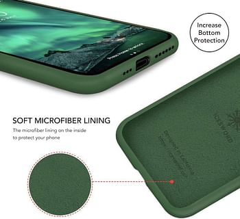 IceSword iPhone 11 Case Dark Green, Thin Liquid Silicone Case, Soft Silk Microfiber Cloth, Matte Pure Dark Green, Gel Rubber Full Body, Cool Protective Shockproof Cover 6.1" - Dark Green